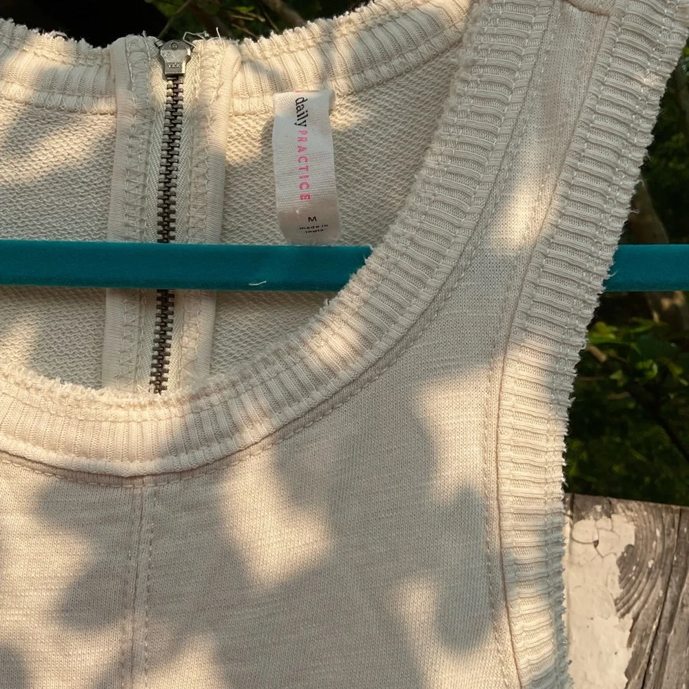 Anthropologie daily practice horizon wide leg knit Jumpsuit in pearl - Picture 9 of 13